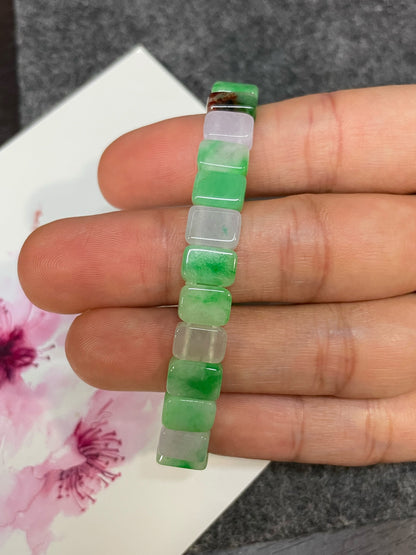Green & Icy White Jadeite Bracelet (NJBA171)
