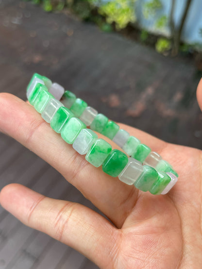 Green & Icy White Jadeite Bracelet (NJBA171)