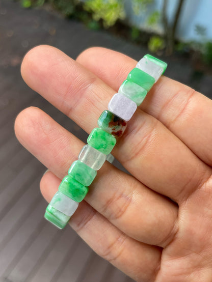 Green & Icy White Jadeite Bracelet (NJBA171)
