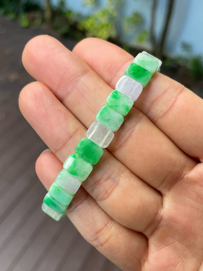 Green & Icy White Jadeite Bracelet (NJBA171)