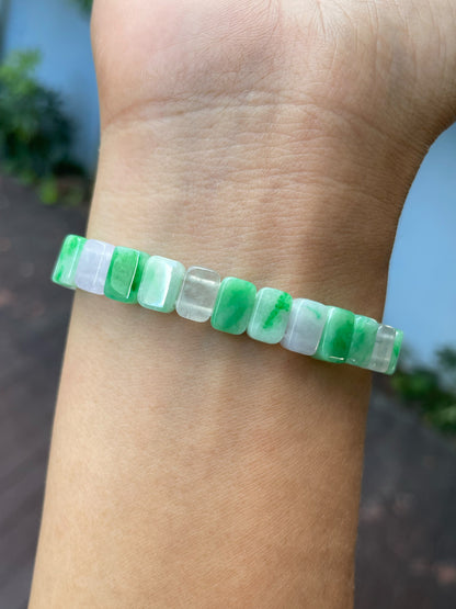 Green & Icy White Jadeite Bracelet (NJBA171)