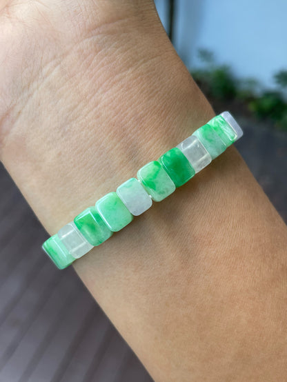 Green & Icy White Jadeite Bracelet (NJBA171)