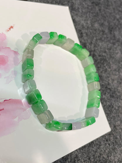 Green & Icy White Jadeite Bracelet (NJBA171)