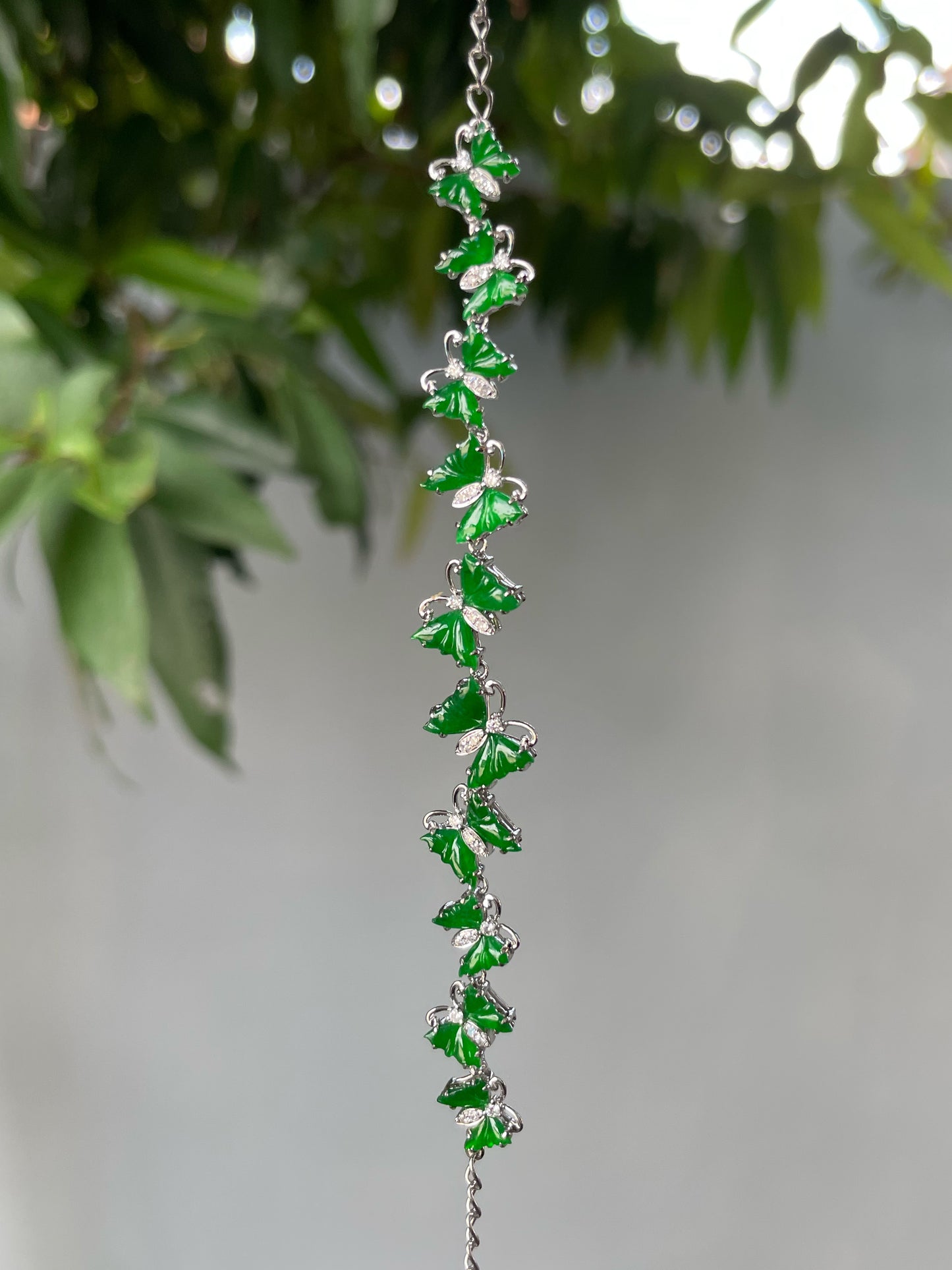 Green Jadeite Bracelet - Butterflies (NJBA178)