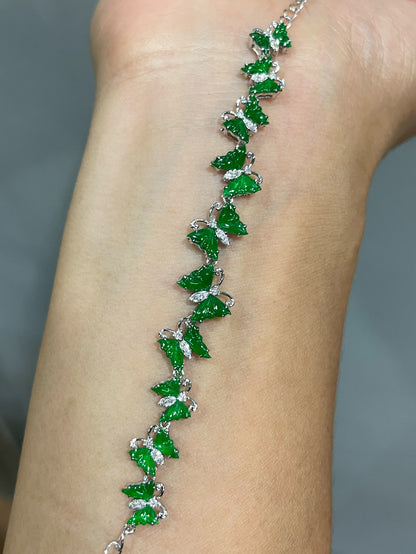Green Jadeite Bracelet - Butterflies (NJBA178)