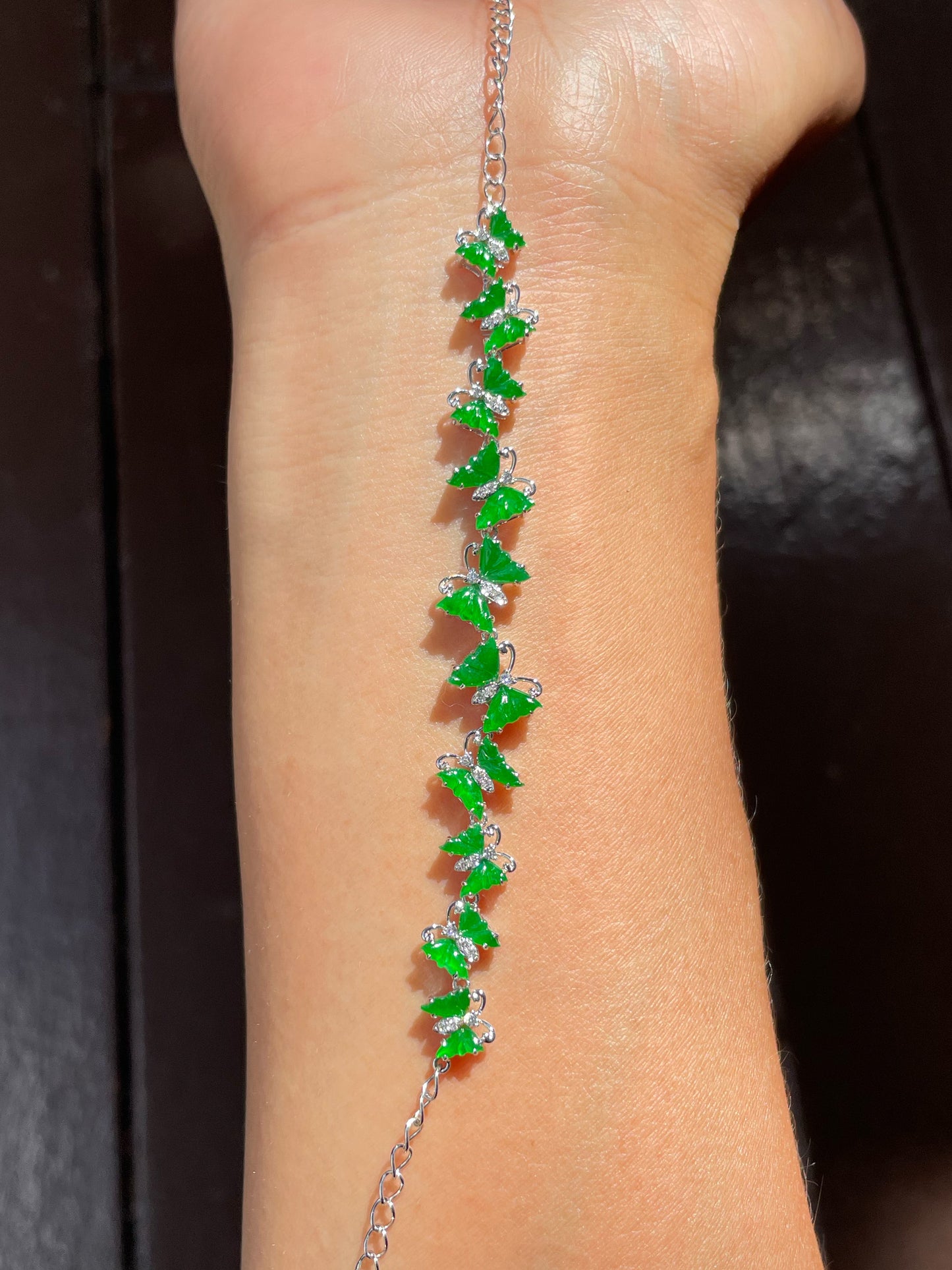 Green Jadeite Bracelet - Butterflies (NJBA178)