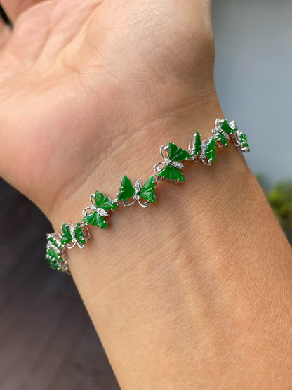 Green Jadeite Bracelet - Butterflies (NJBA178)