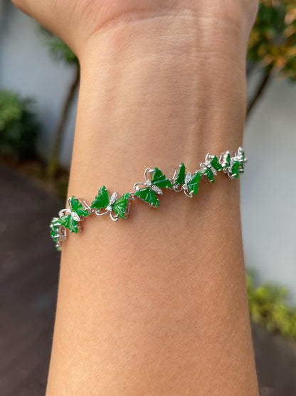 Green Jadeite Bracelet - Butterflies (NJBA178)