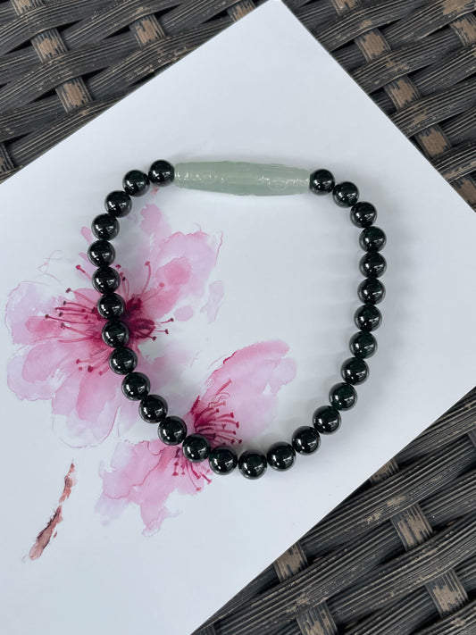 Omphacite Jade Beads Bracelet (NJBA189)