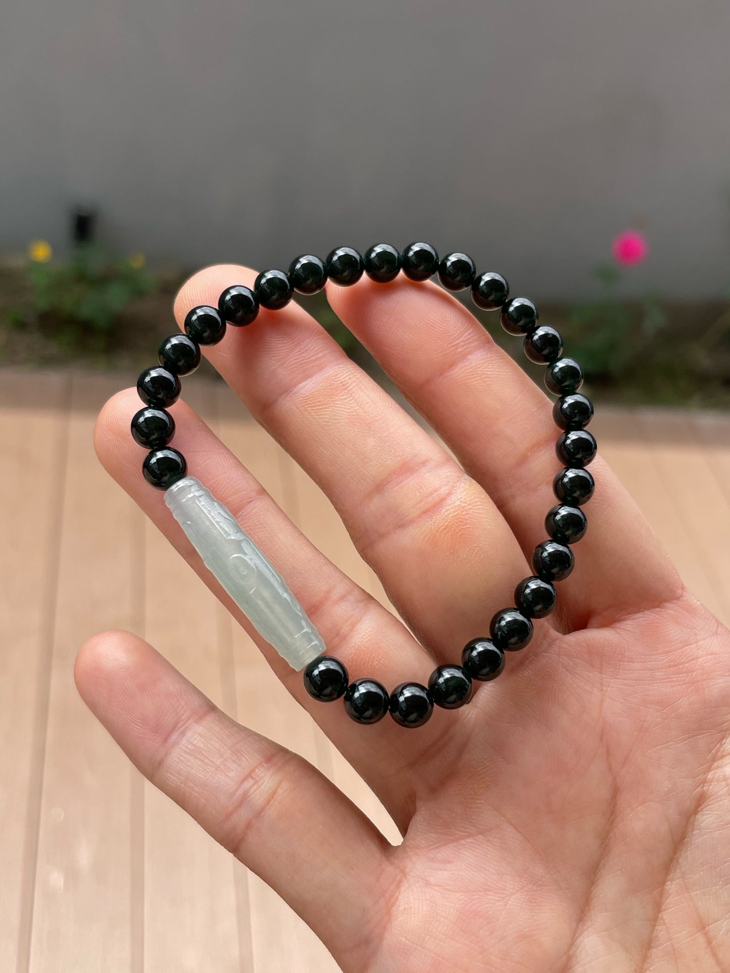 Omphacite Jade Beads Bracelet (NJBA189)