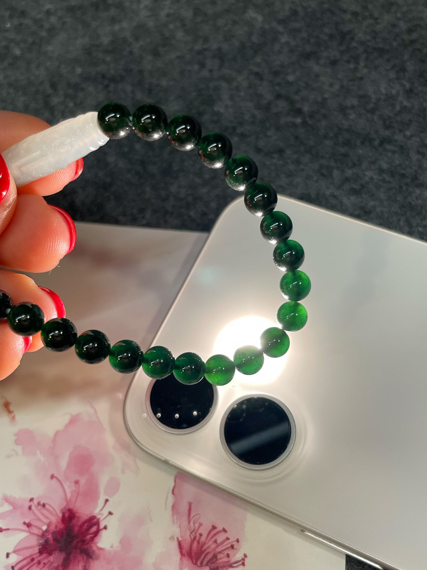 Omphacite Jade Beads Bracelet (NJBA189)