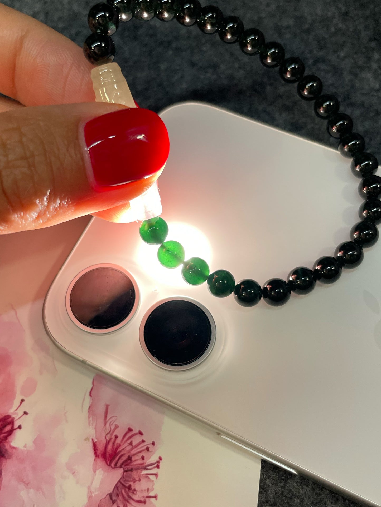 Omphacite Jade Beads Bracelet (NJBA189)