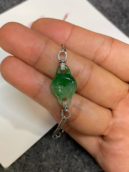 Green Jadeite Bracelet - 平安扣 (NJBA190)