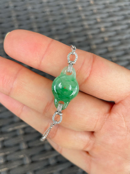 Green Jadeite Bracelet - 平安扣 (NJBA190)