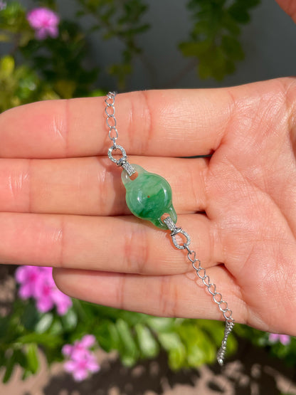 Green Jadeite Bracelet - 平安扣 (NJBA190)