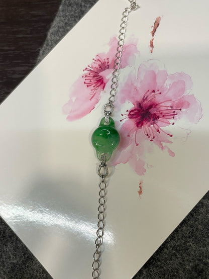 Green Jadeite Bracelet - 平安扣 (NJBA190)