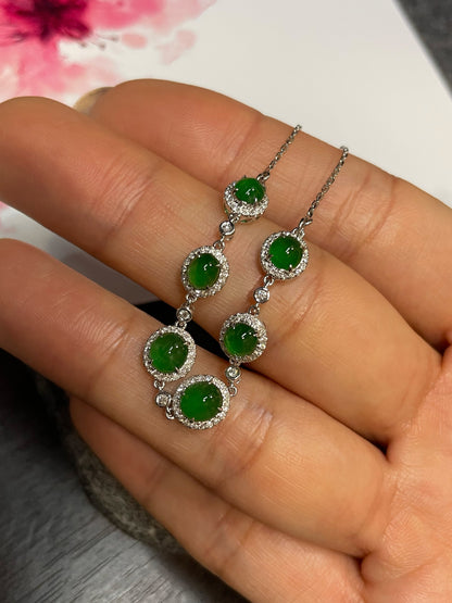 Green Jadeite Bracelet - Cabochons (NJBA192)