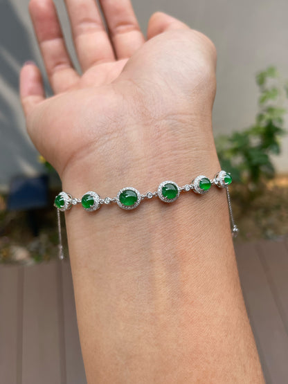 Green Jadeite Bracelet - Cabochons (NJBA192)