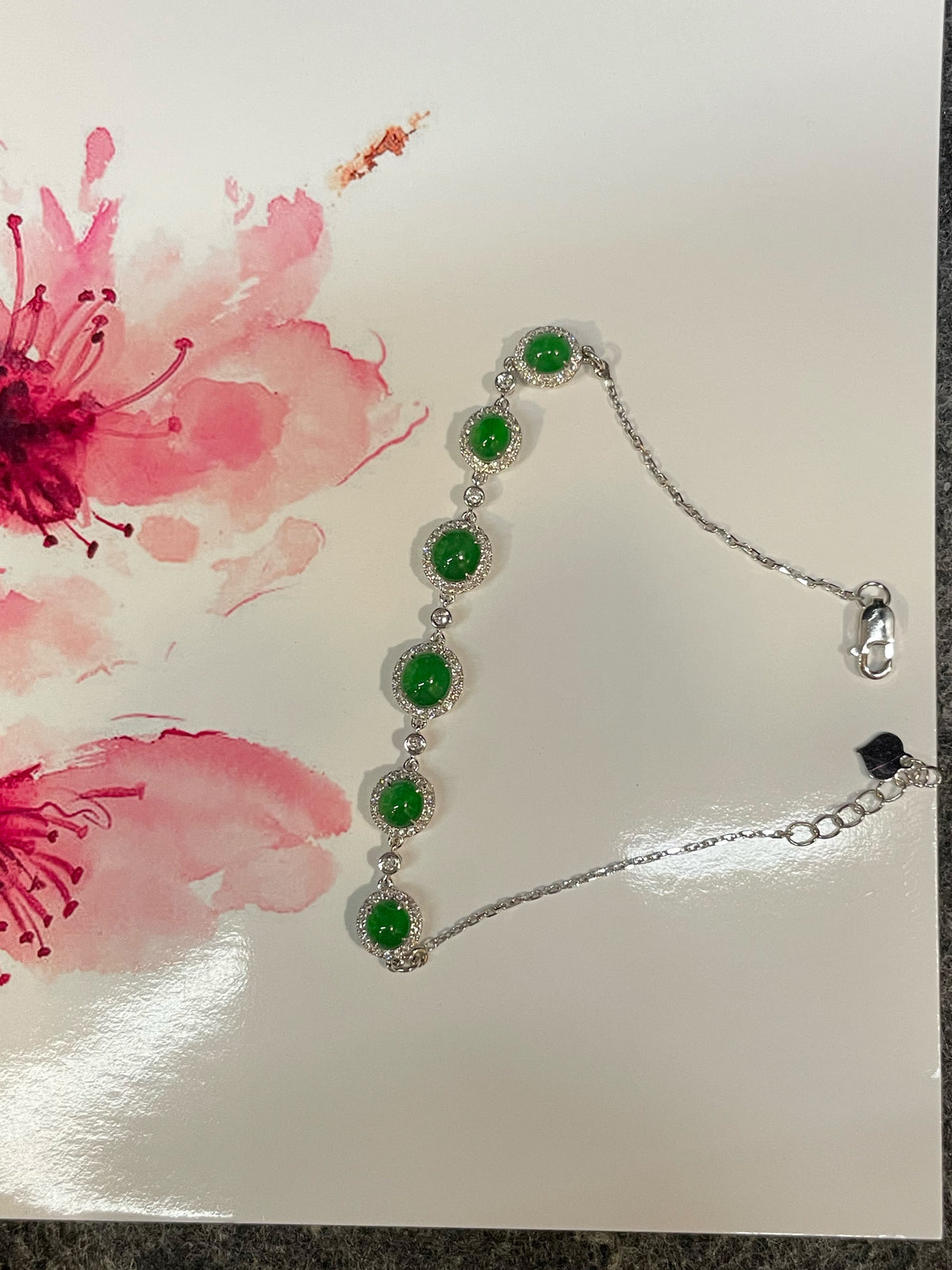 Green Jadeite Bracelet - Cabochons (NJBA192)