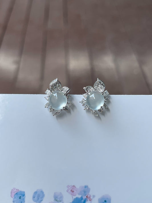 Glassy Jade Cabochon Earrings (NJE042)