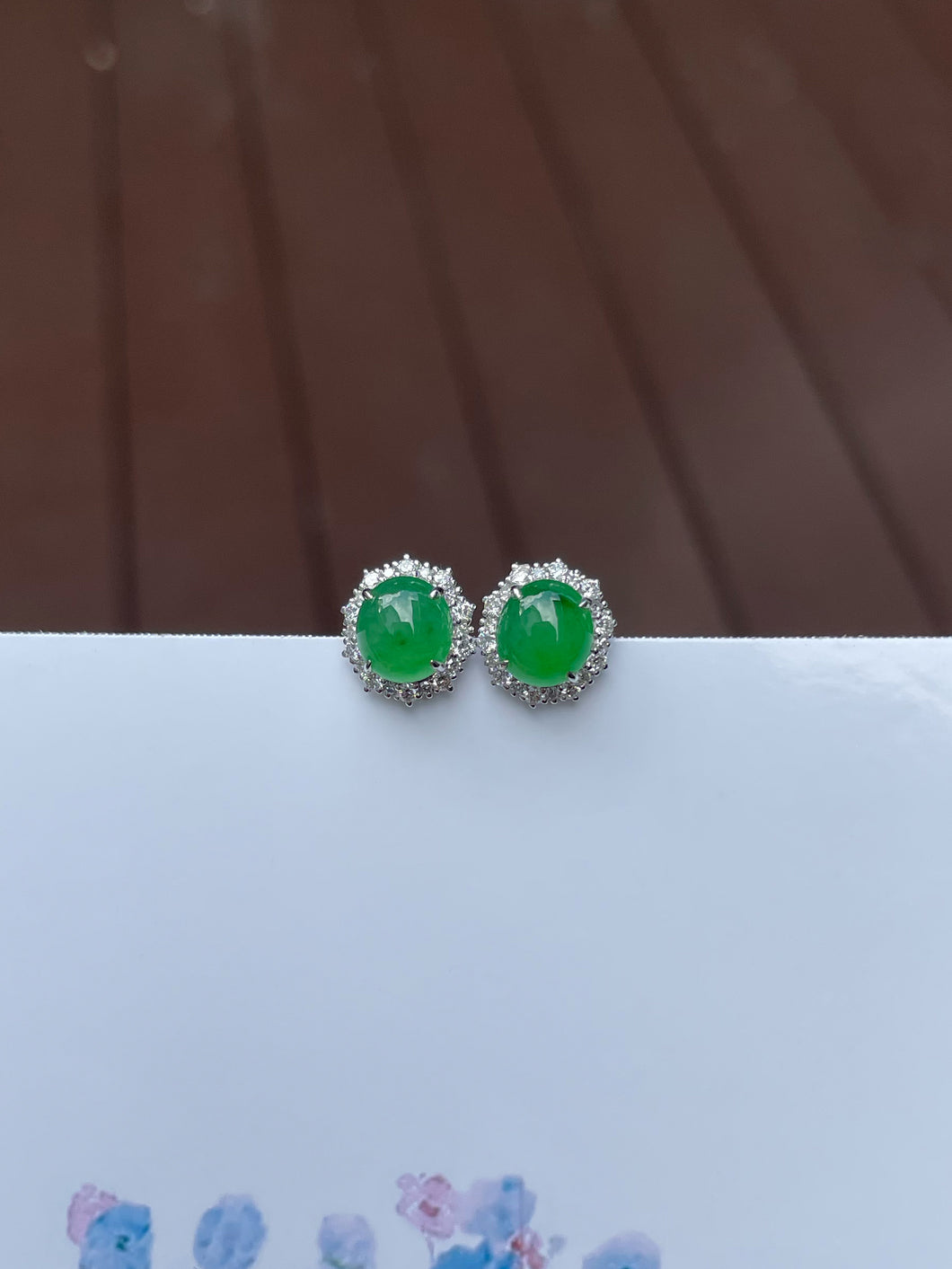 Green Jade Earrings - Cabochons (NJE119)