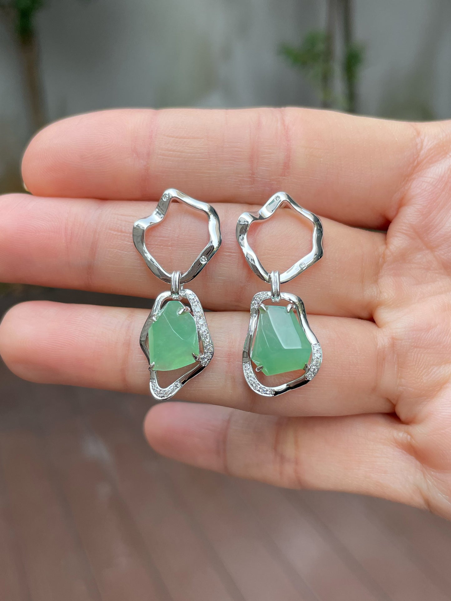 Light Green Jade Earrings (NJE132)