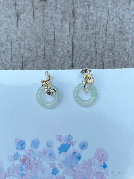 Icy Jadeite Earrings - Hoop Shaped (NJE134)