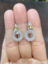 Load image into Gallery viewer, Icy Jadeite Earrings - Hoop Shaped (NJE134)
