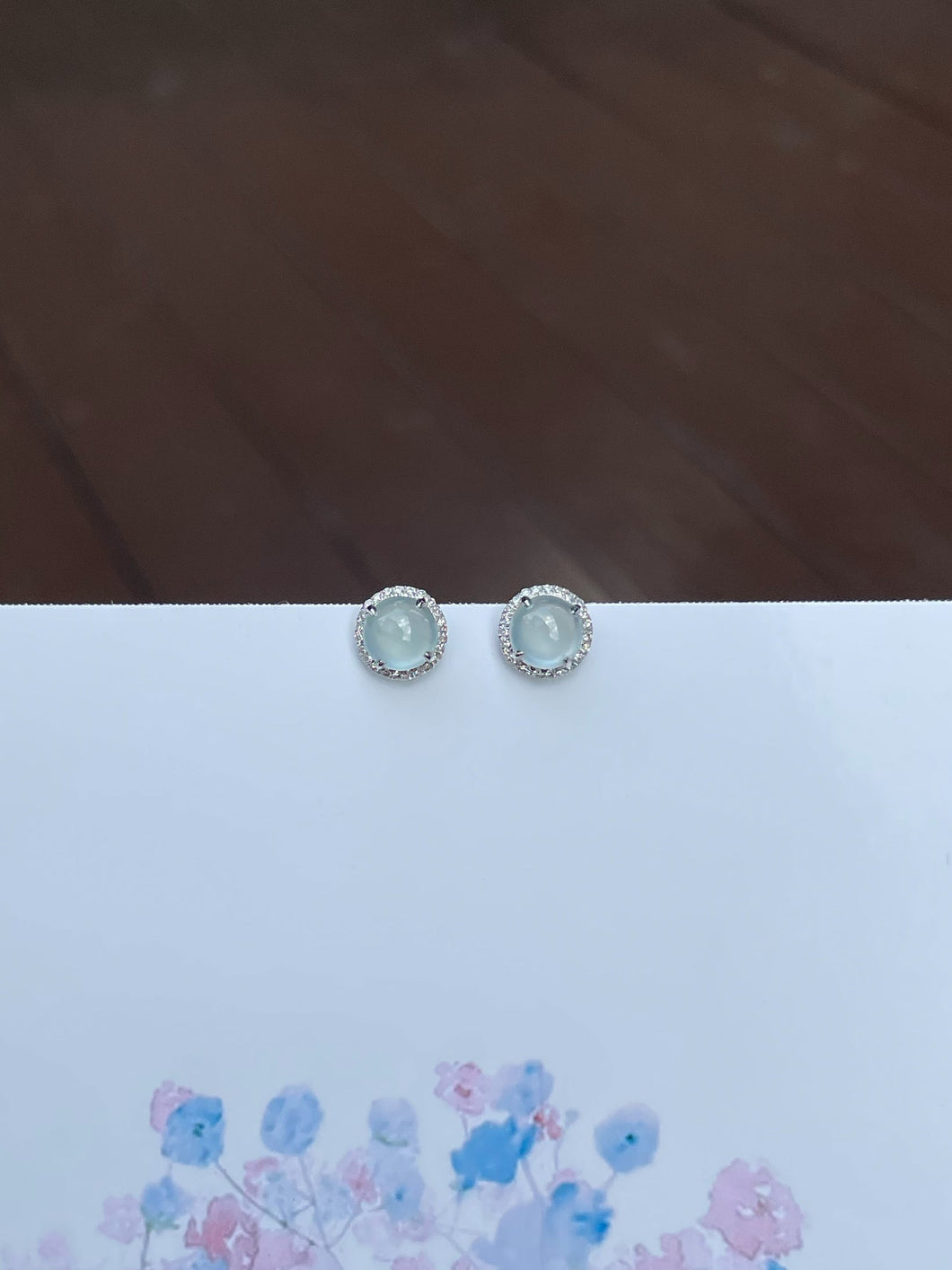 Glassy Jade Cabochon Earrings (NJE136)