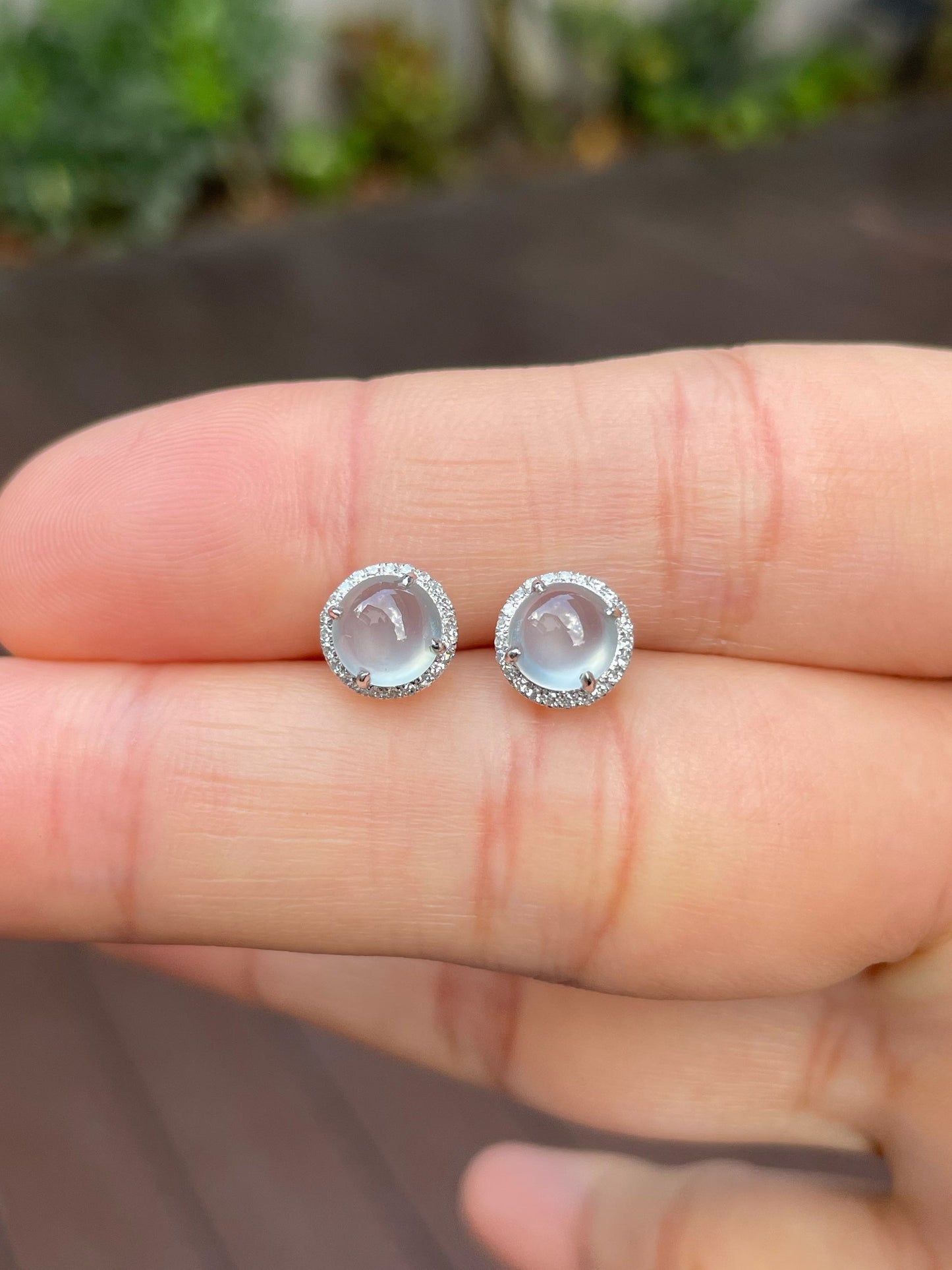 Glassy Jade Cabochon Earrings (NJE136)