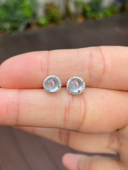 Glassy Jade Cabochon Earrings (NJE136)