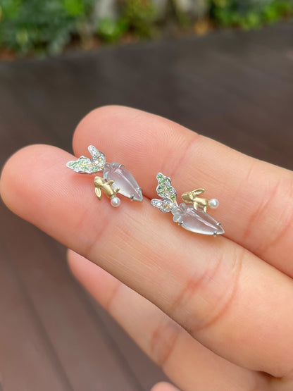 Glassy Jade Earrings - Radish (NJE138)