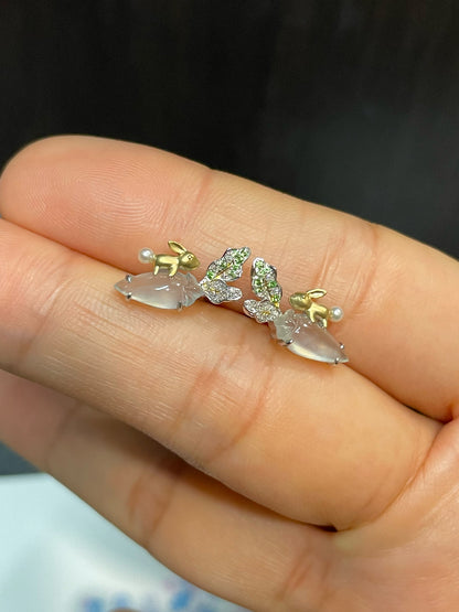 Glassy Jade Earrings - Radish (NJE138)