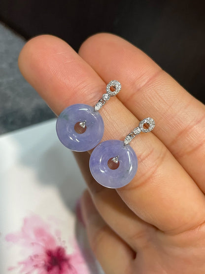 Lavender Jade Earrings - Safety Coin (NJE139)