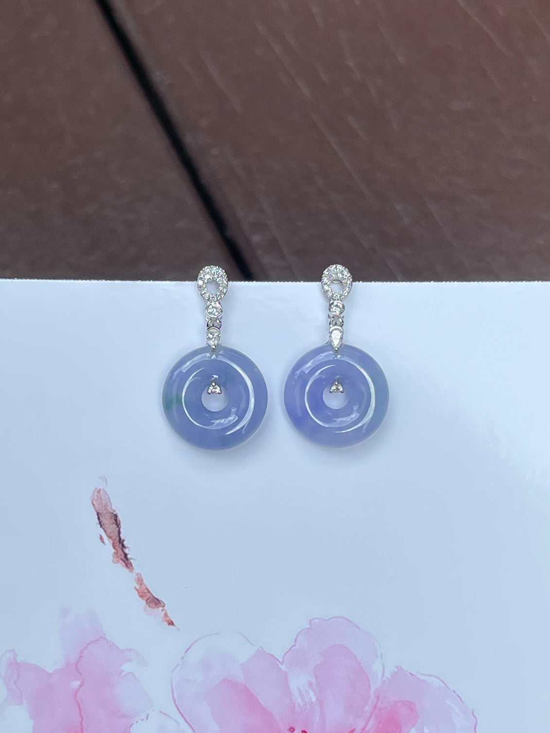 Lavender Jade Earrings - Safety Coin (NJE139)