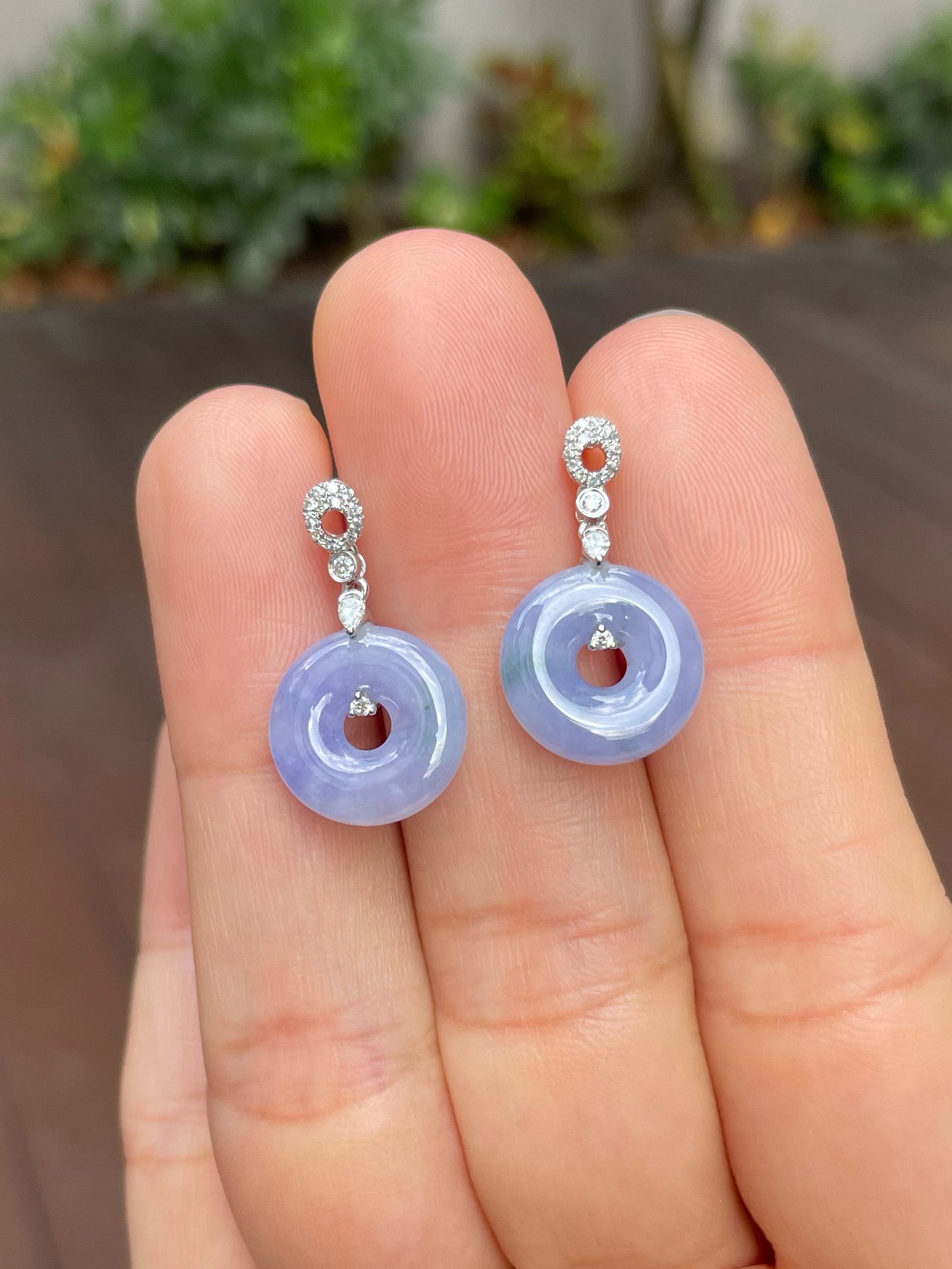 Lavender Jade Earrings - Safety Coin (NJE139)