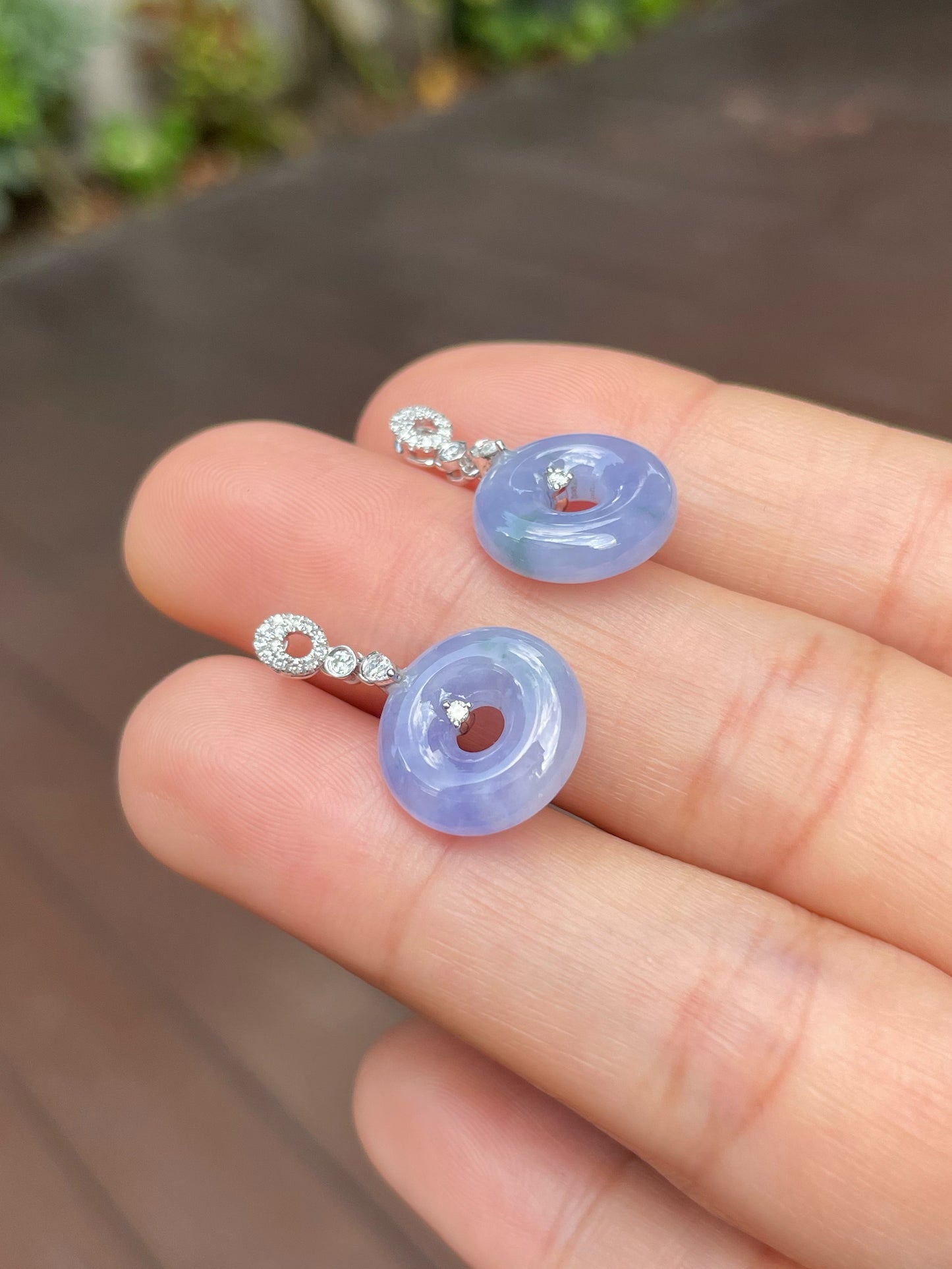 Lavender Jade Earrings - Safety Coin (NJE139)