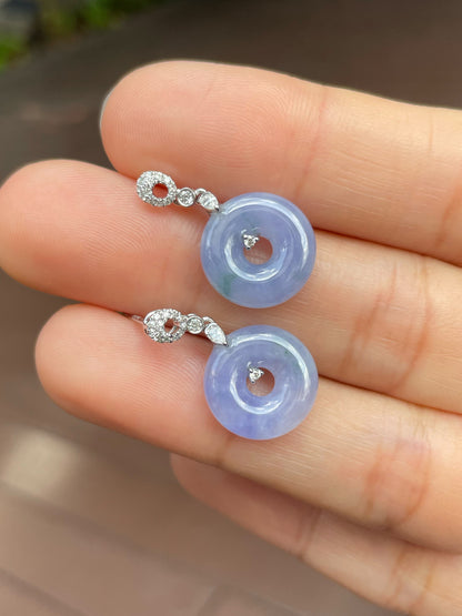 Lavender Jade Earrings - Safety Coin (NJE139)