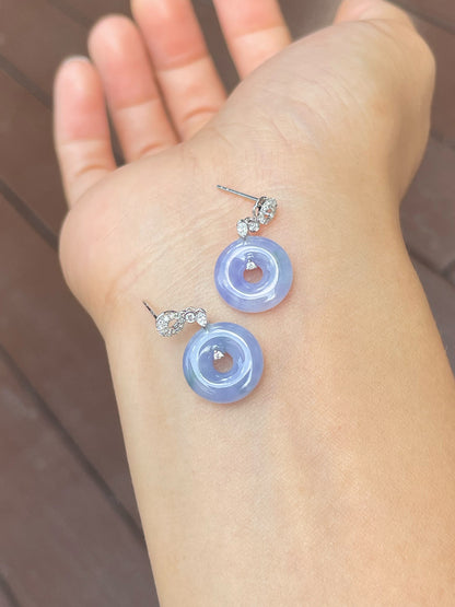 Lavender Jade Earrings - Safety Coin (NJE139)