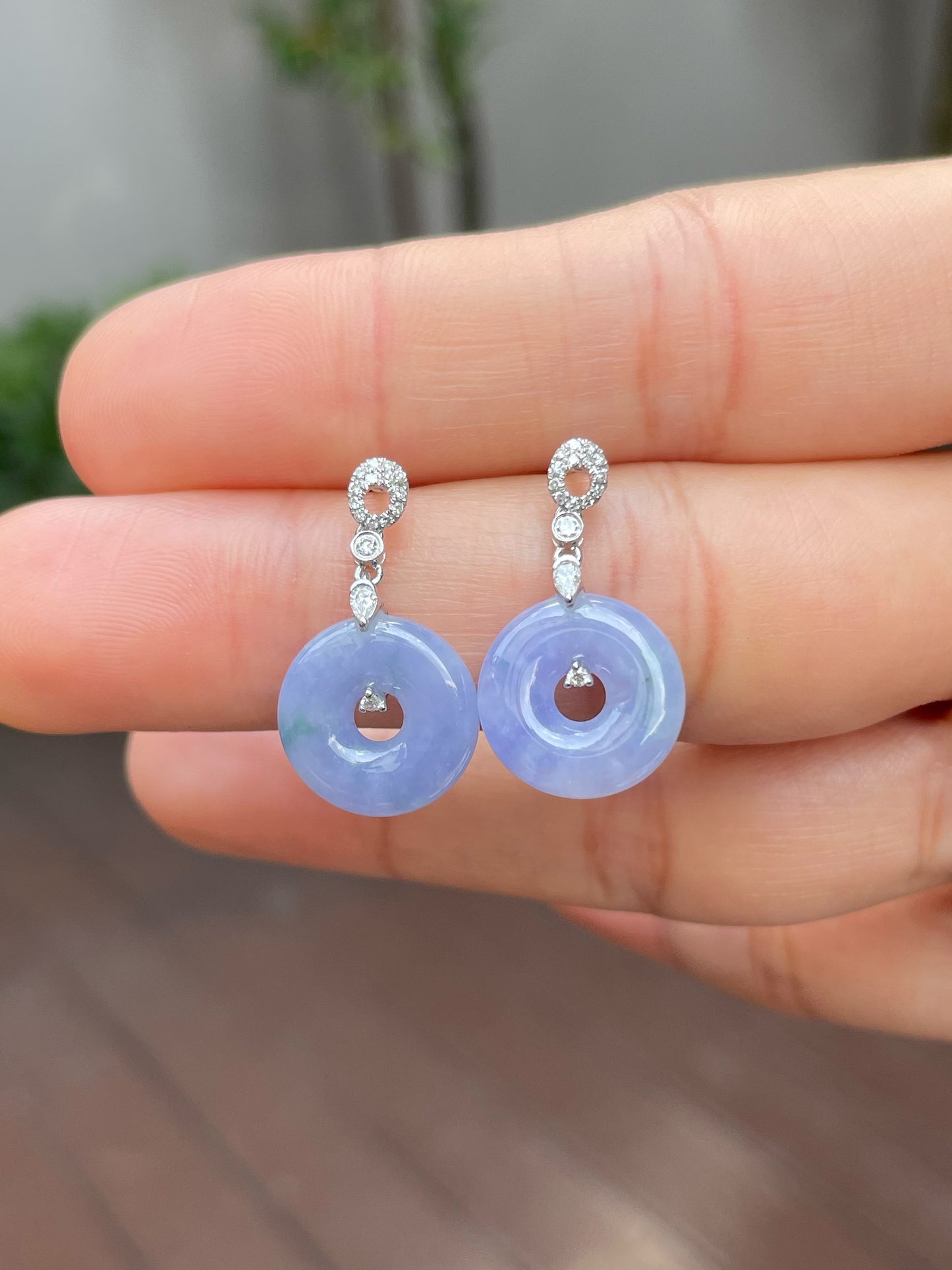 Lavender Jade Earrings - Safety Coin (NJE139)