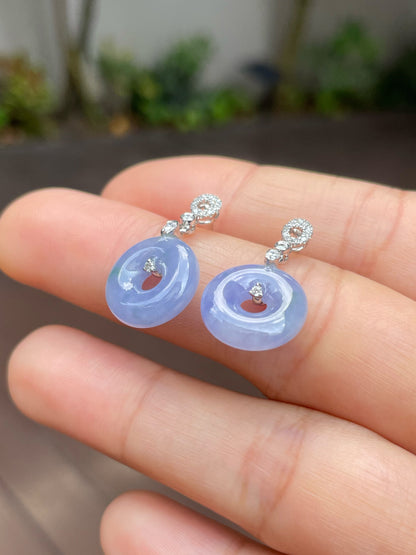 Lavender Jade Earrings - Safety Coin (NJE139)