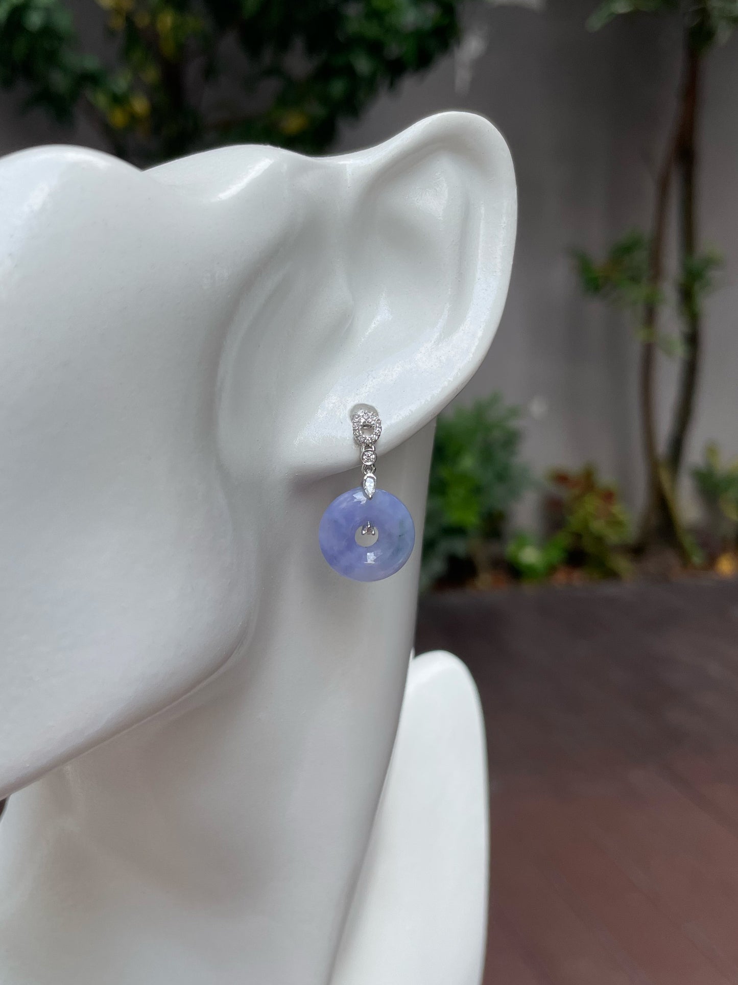 Lavender Jade Earrings - Safety Coin (NJE139)