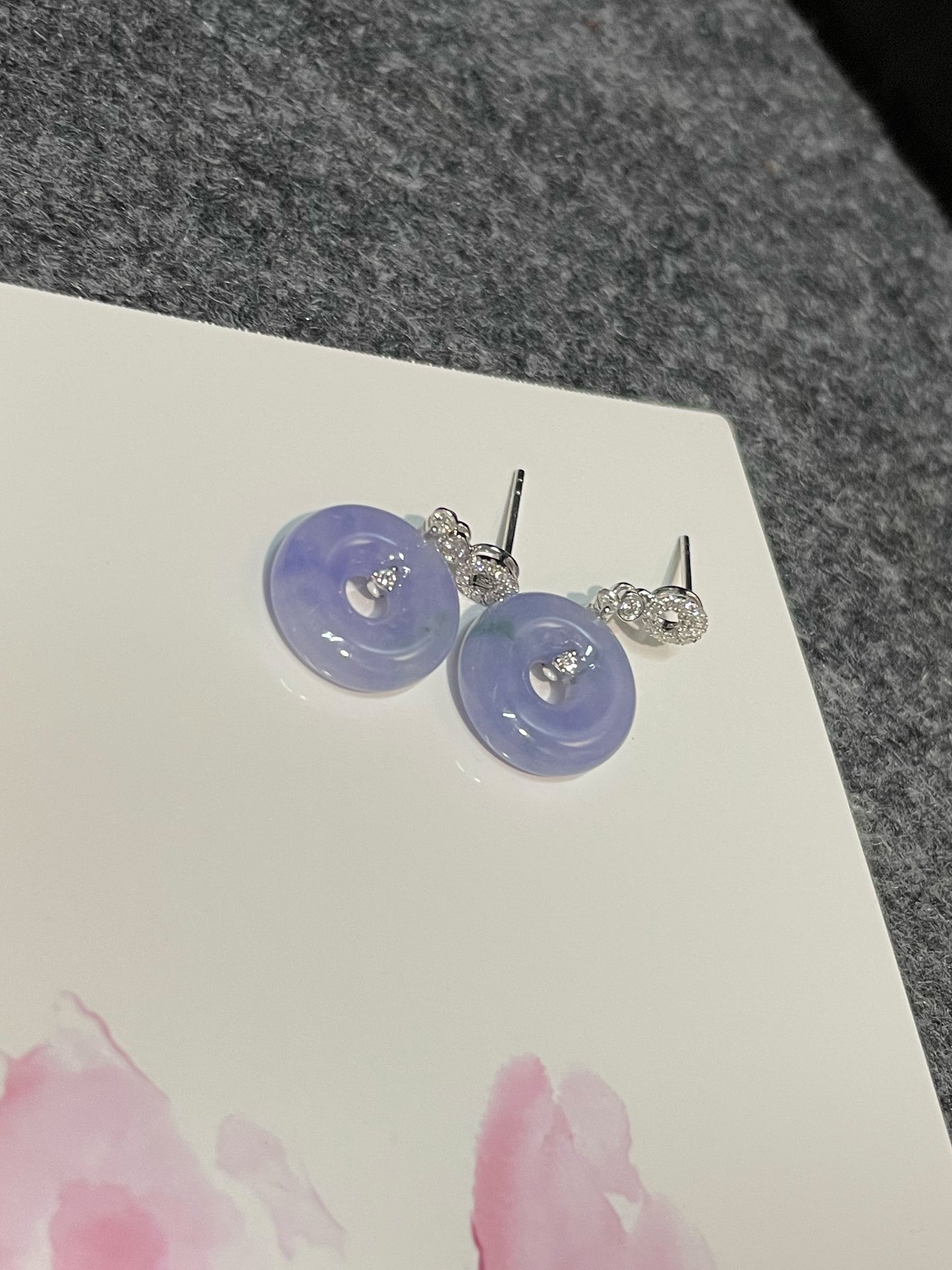 Lavender Jade Earrings - Safety Coin (NJE139)