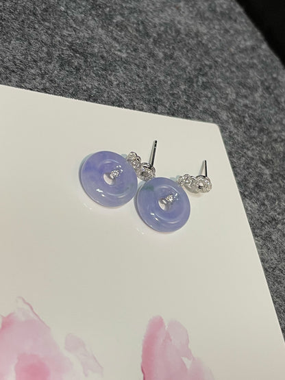 Lavender Jade Earrings - Safety Coin (NJE139)