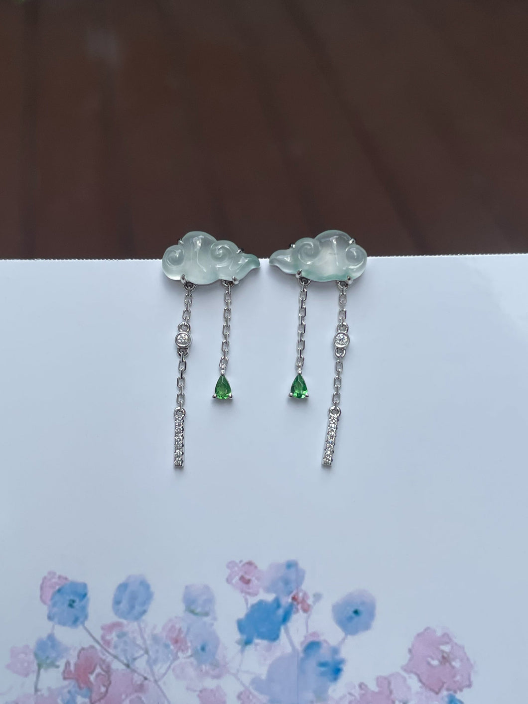Icy Jade Clouds Earrings (NJE142)