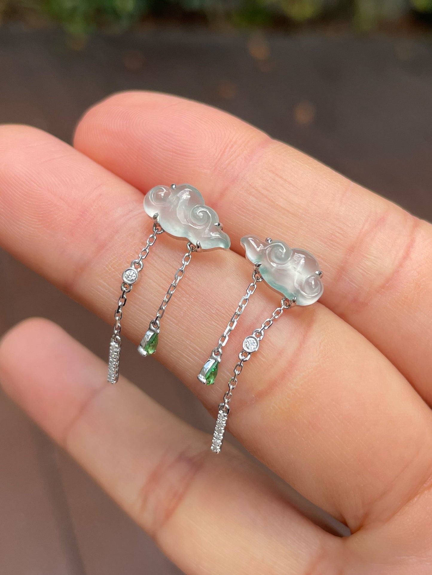 Icy Jade Clouds Earrings (NJE142)