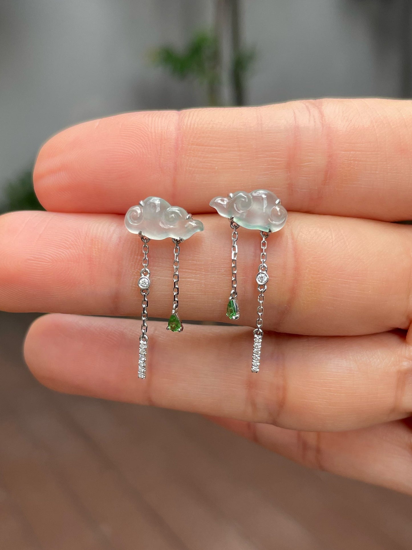 Icy Jade Clouds Earrings (NJE142)