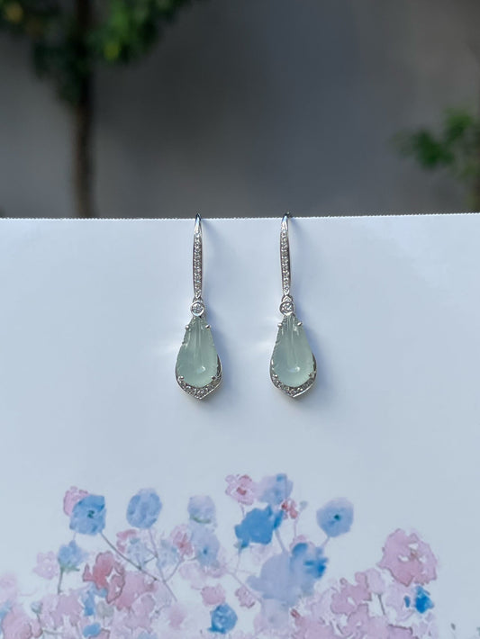 Icy Jade Feather Earrings (NJE143)