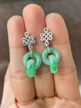 Load image into Gallery viewer, Green Jadeite Earrings - Double Hoop (NJE152)
