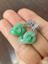 Load image into Gallery viewer, Green Jadeite Earrings - Double Hoop (NJE152)
